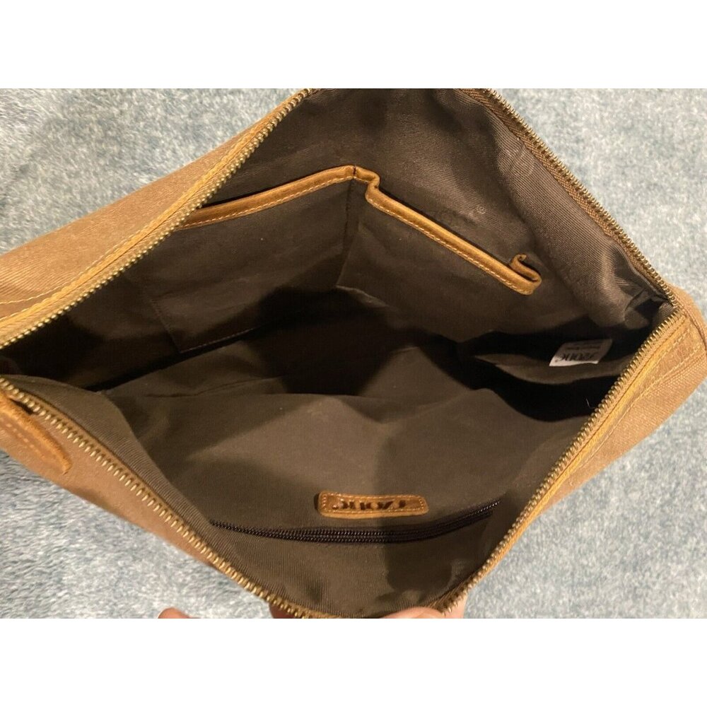 S-ZONE Canvas/Cowhide Leather Organizer Large Toiletry Travel Pouch Clutch Purse - Picture 3 of 9
